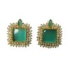 Brass Gold Plated Sea Green Monalisa Stone Studs With Pearl Lariya - Image 4