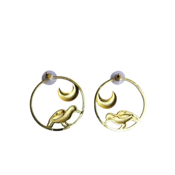 golden-brass-earrings-of-circle-shape-with-bird-motif-and-moon