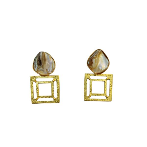 Luxe Brass Gold Plated Square Studs - Image 2