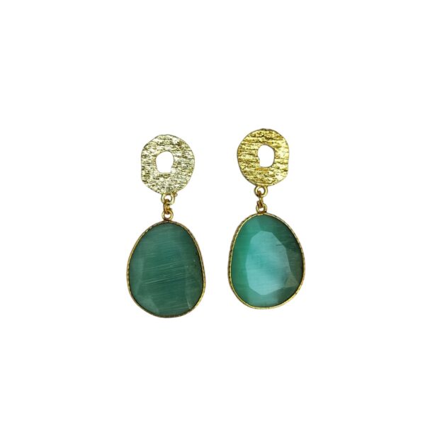 Brass Monalisa Dusty Teal Green Golden Earrings - Image 3