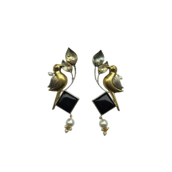 Black Monalisa Bird Earring