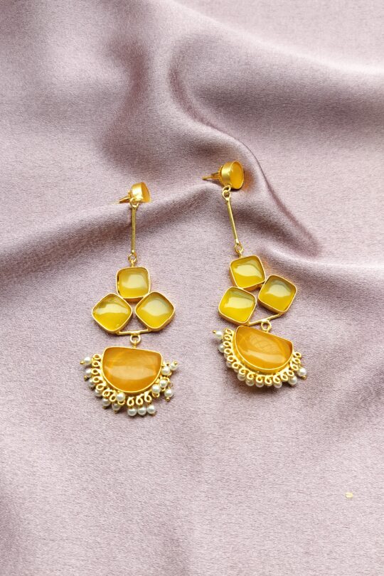 Yellow Stone Long Earrings