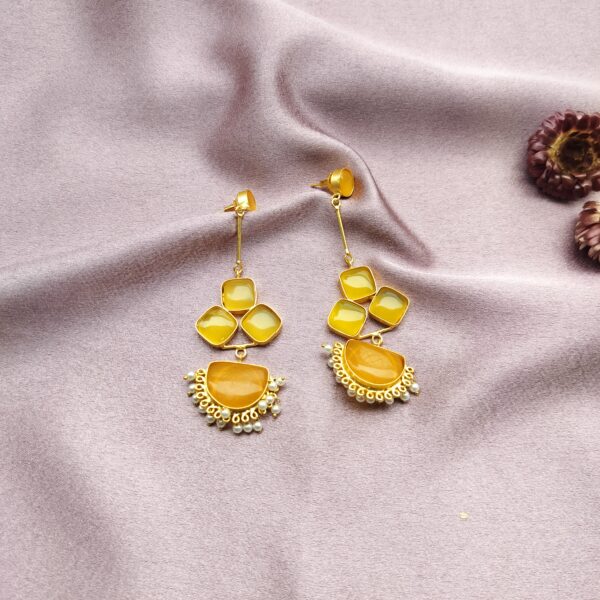 Yellow Stone Long Earrings