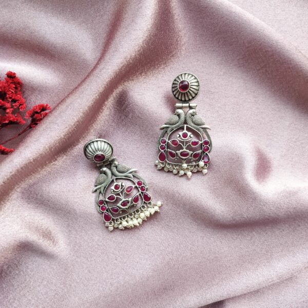 Silver Replica Magenta Earrings