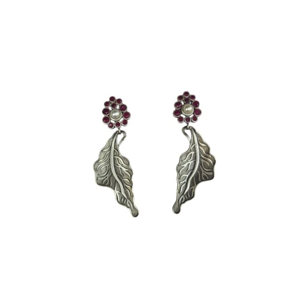 Magenta Leaf Motif Dangles