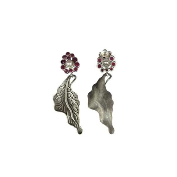 Magenta Leaf Motif Dangles