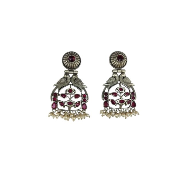 Silver Replica Magenta Earrings