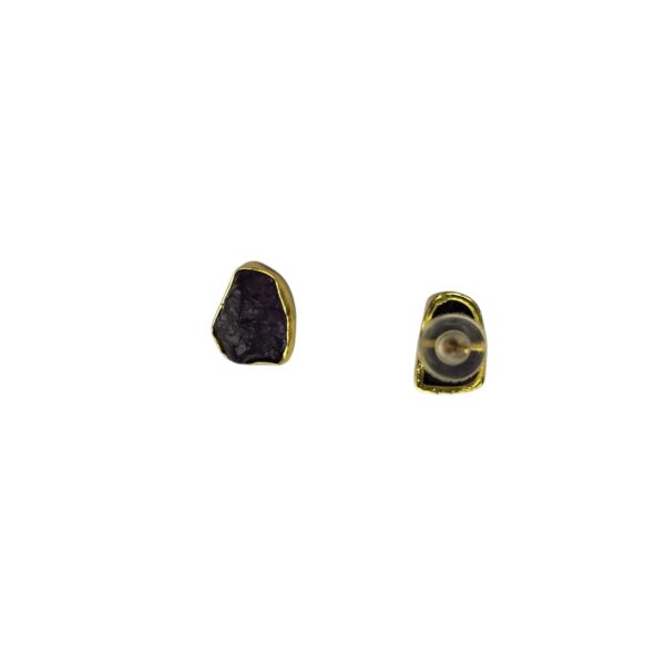 Brass Gold Plated Purple Studs of Sugar Stone - Image 3