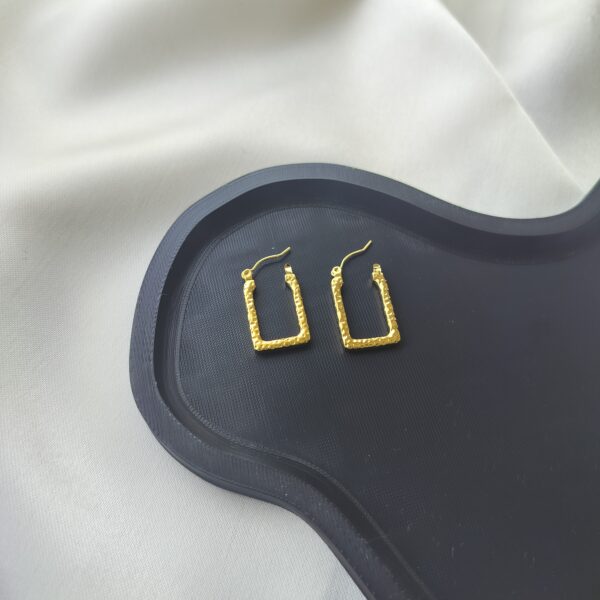 Minimalist gold rectangular hoop earrings for women | Anti-tarnish & office-friendly