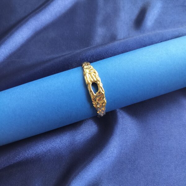 Gold Sculpted Cuff Bracelet for Women – Artisan Flow Bracelet Front View