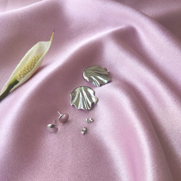 Anti-Tarnish Silver Drape Statement Earrings - Image 2