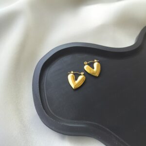 Tiny solid gold heart hoop earrings for delicate styling | Nitara Haute