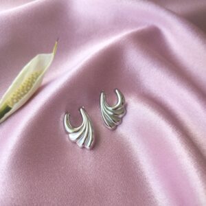 Celestial Flow Rhodium Studs – Front View