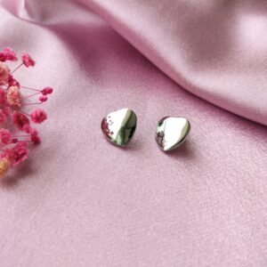 EverShine Silver Heart Studs Front View