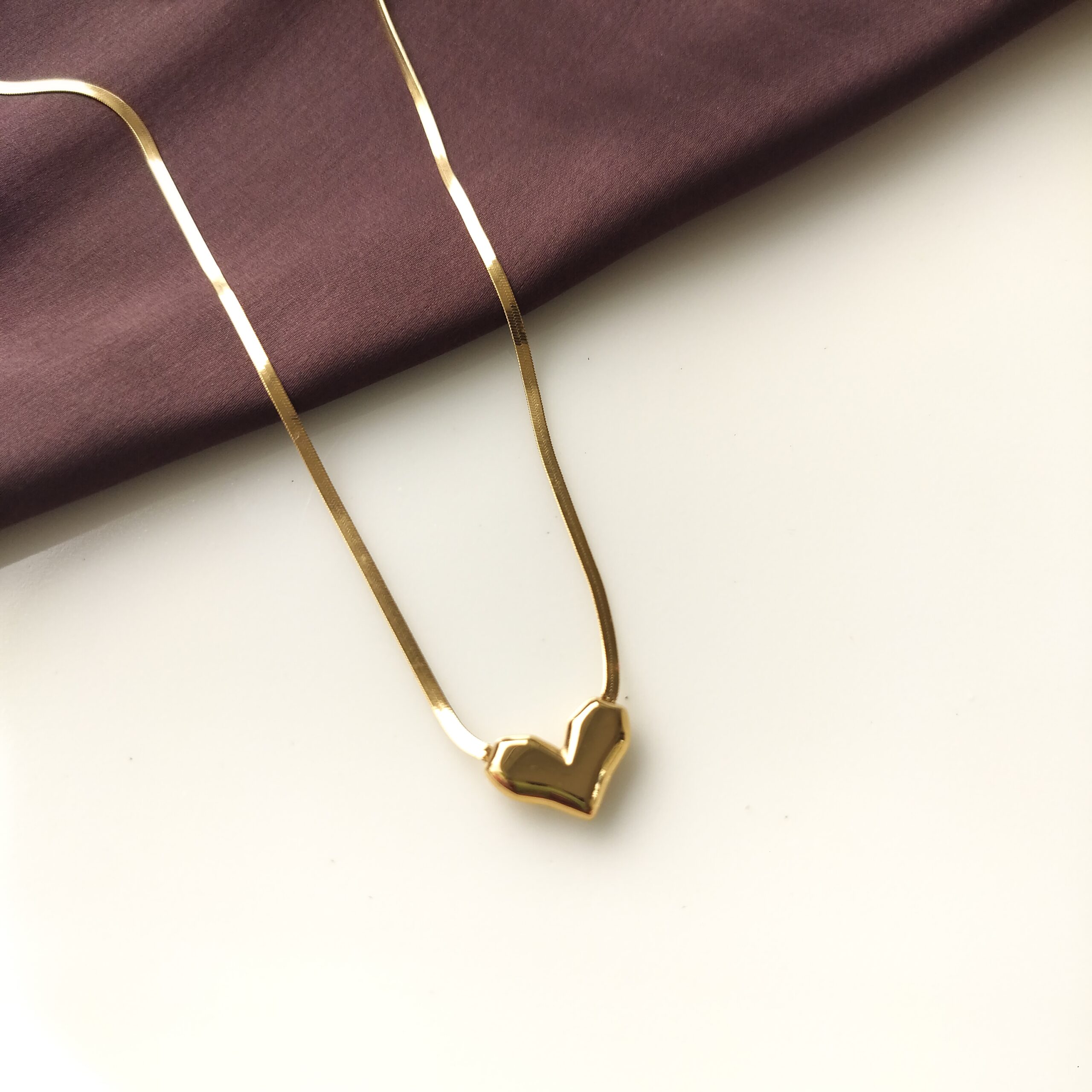 Gold plated Aurora Luxe heart pendant necklace front view