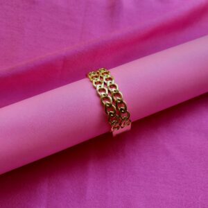 Bold chain design gold kada bracelet shown from the front