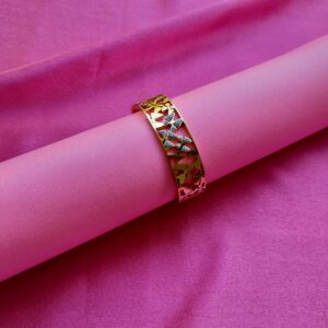 Designer butterfly motif gold kada bracelet shown from the front