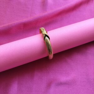 Flexible coil gold kada bracelet front view