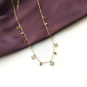 Golden Floret Charm Chain necklace with multiple floral charms