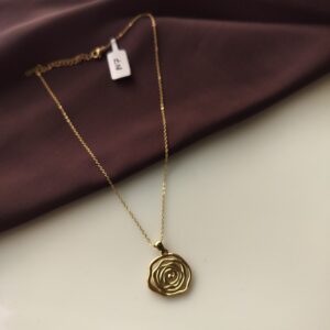 Gold plated Radiant Rose pendant necklace front view