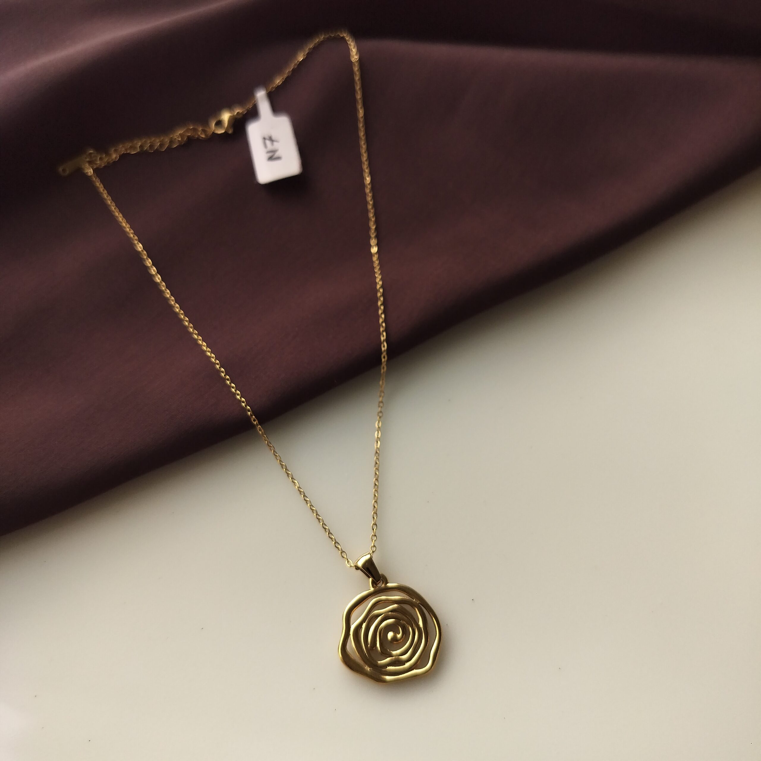 Gold plated Radiant Rose pendant necklace front view