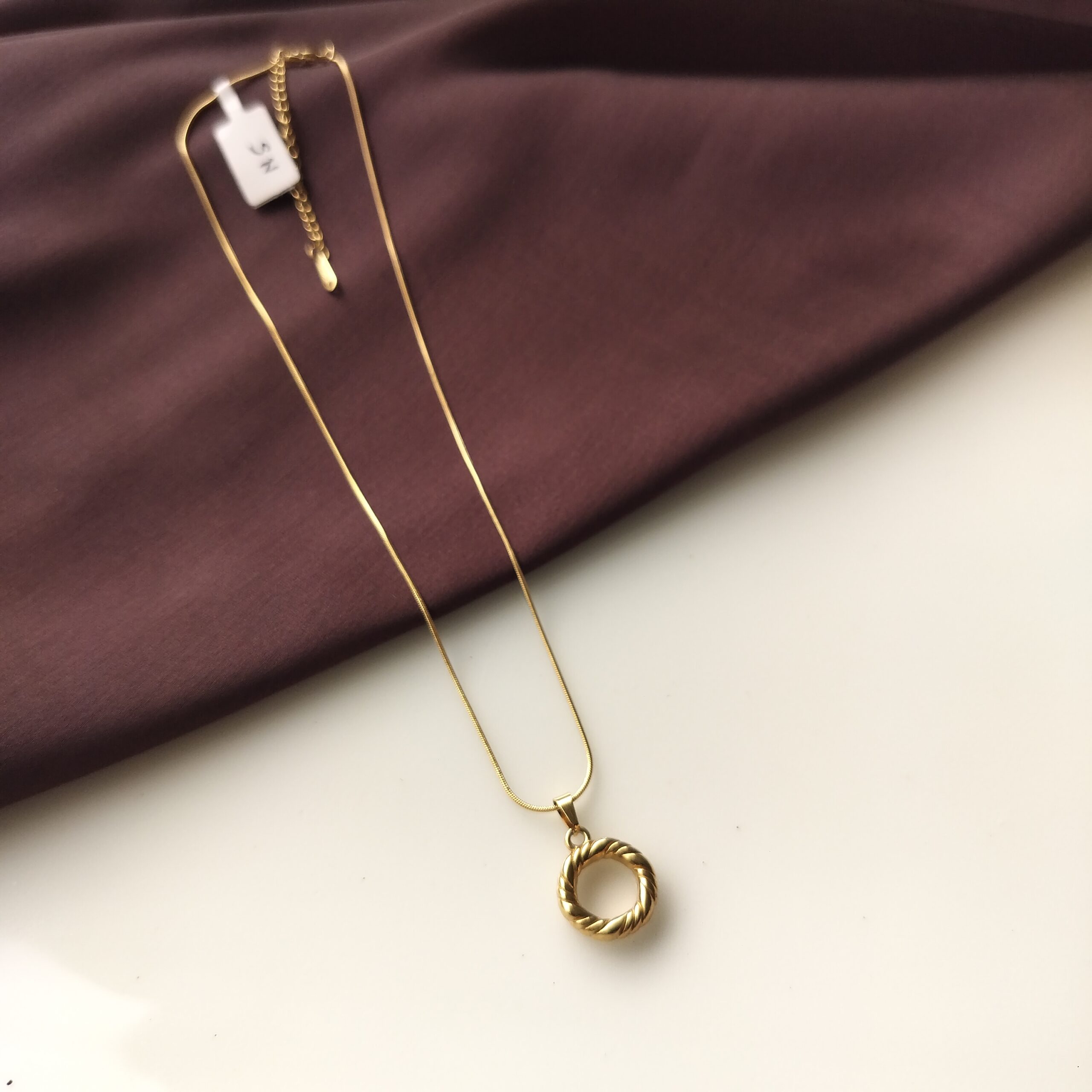 Sunlit Spark textured ring pendant necklace front view